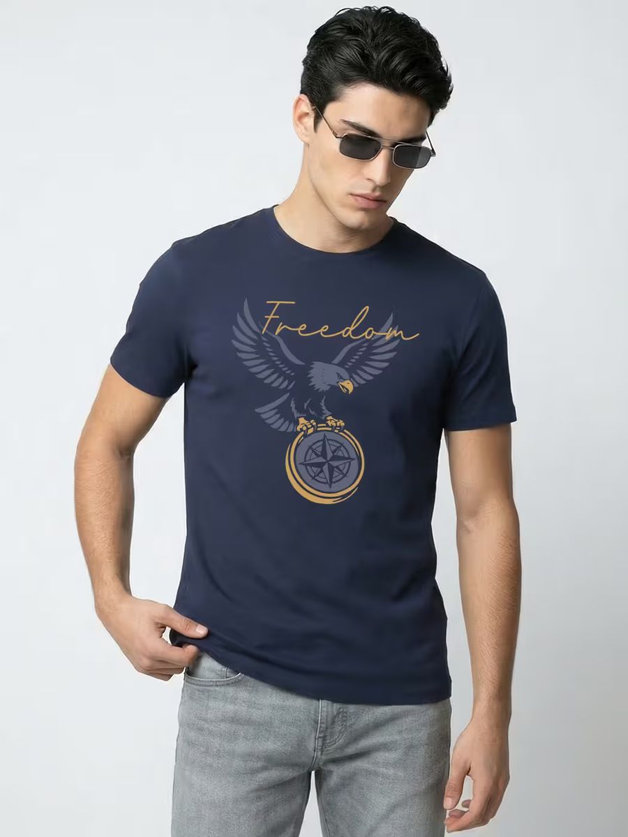 Freedom Graphic Printed T-Shirt For Men - Half Sleeve