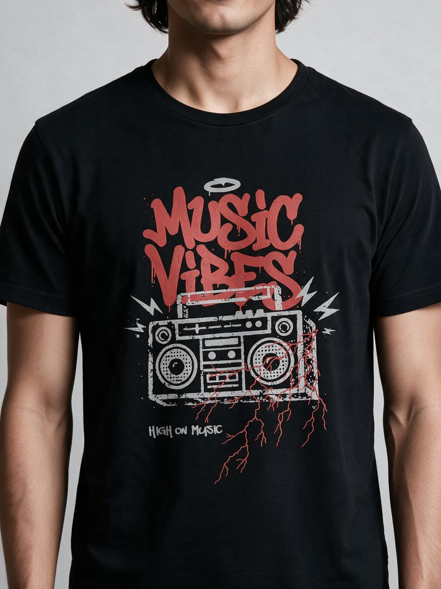 Music Vibes T-Shirt For Men - Half Sleeve - alternate view 5
