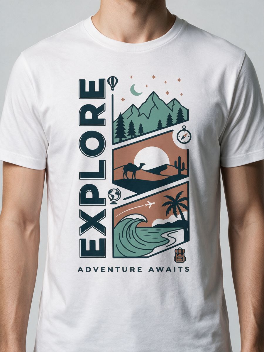 Adventure Awaits Explorer T-Shirt For Men - Half Sleeve - alternate view 5