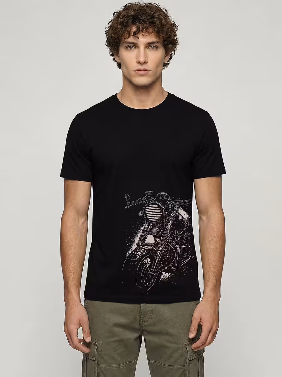 Classic Motorcycle T-Shirt For Men - Half Sleeve