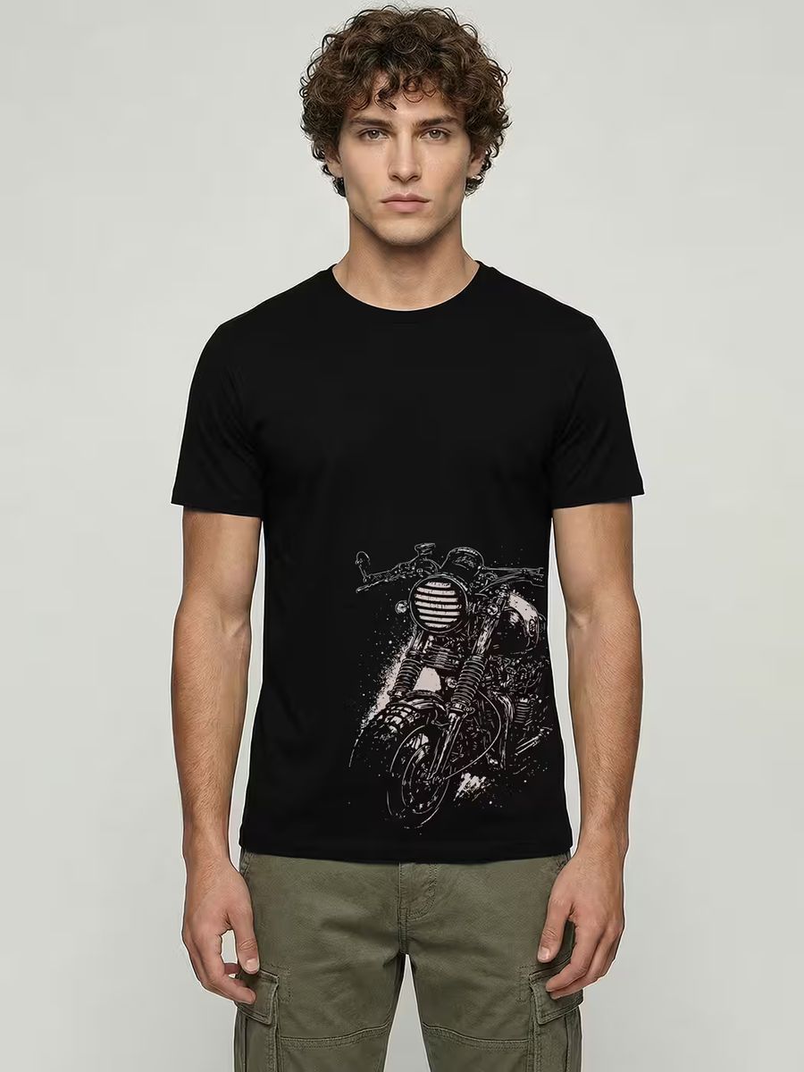 Classic Motorcycle T-Shirt For Men - Half Sleeve