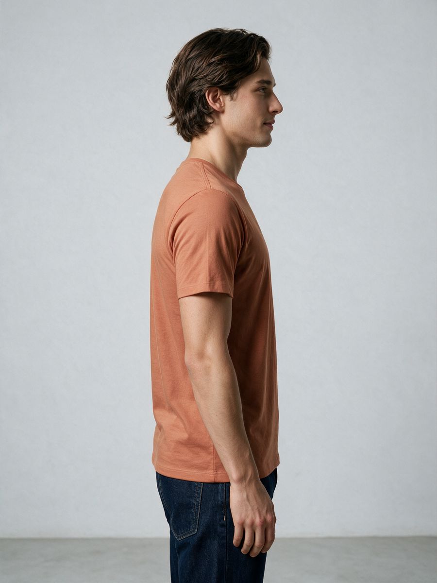 Men's Plain Saffron Half Sleeve Round Neck T-Shirt - alternate view 3