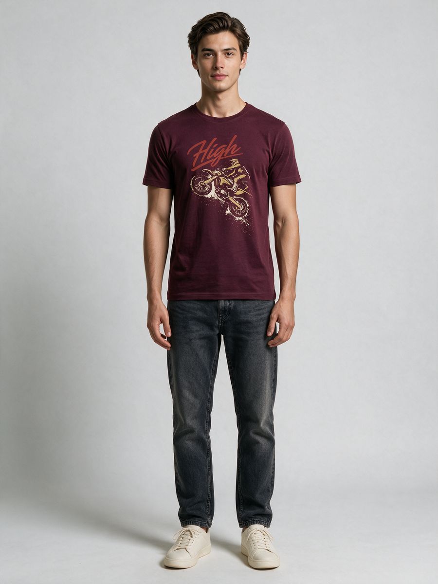 High on Bike T-Shirt For Men - Half Sleeve - alternate view 6