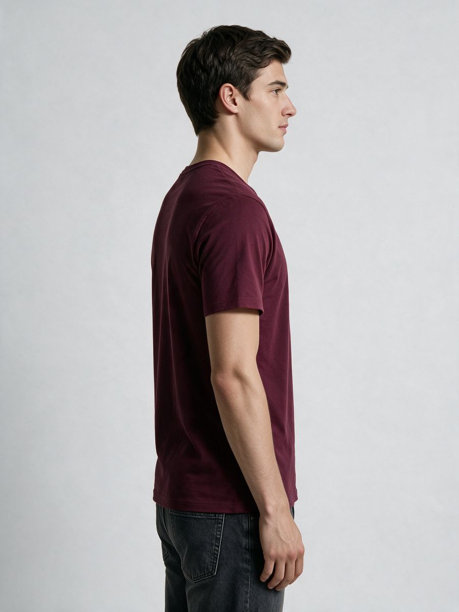 Men's Plain Maroon Half Sleeve Round Neck T-Shirt - alternate view 3