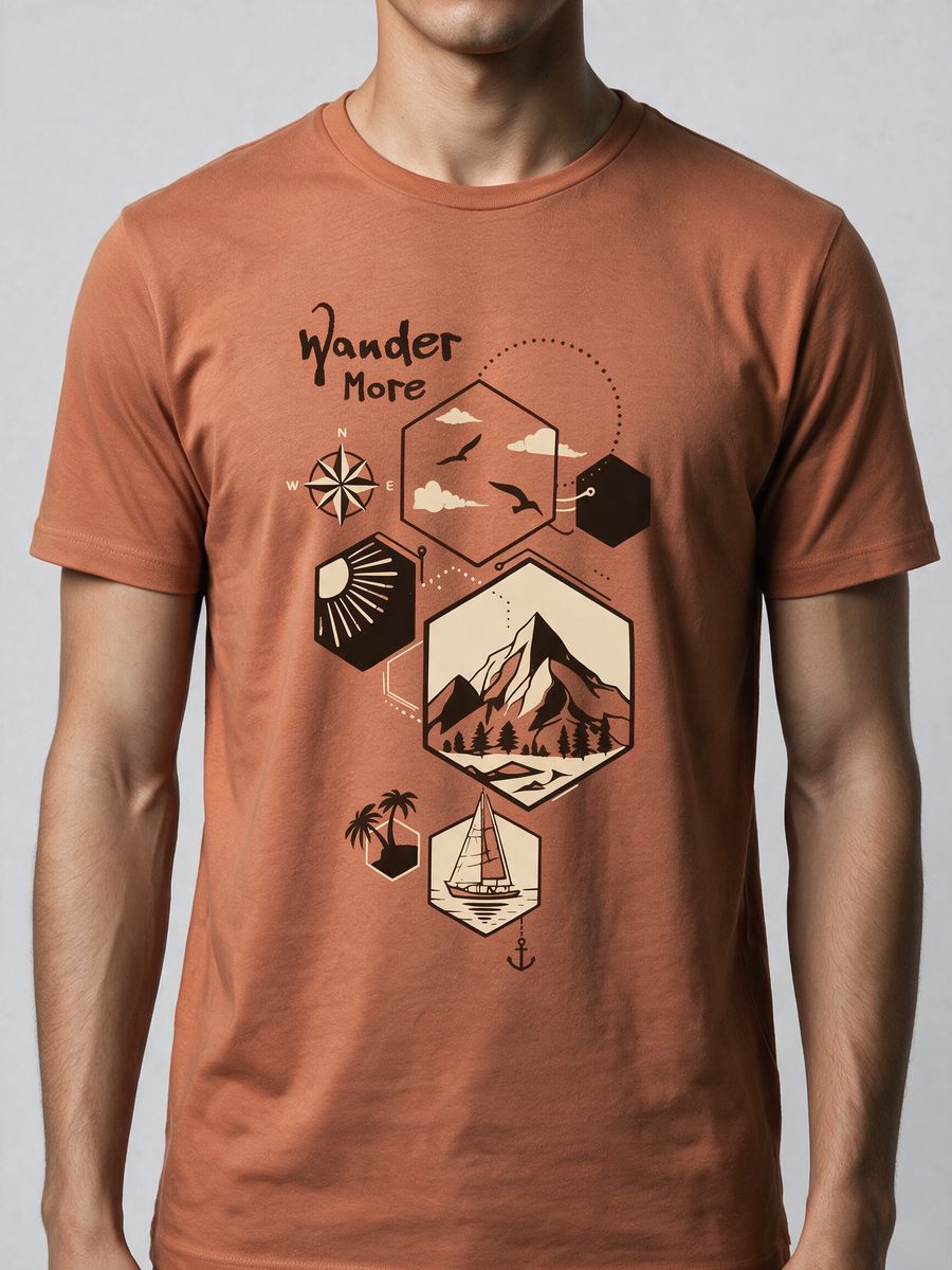 Wander More T-Shirt For Men - Half Sleeve - alternate view 5