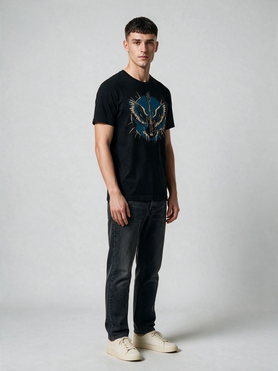Wings Of Music T-Shirt For Men - Half Sleeve - alternate view 4
