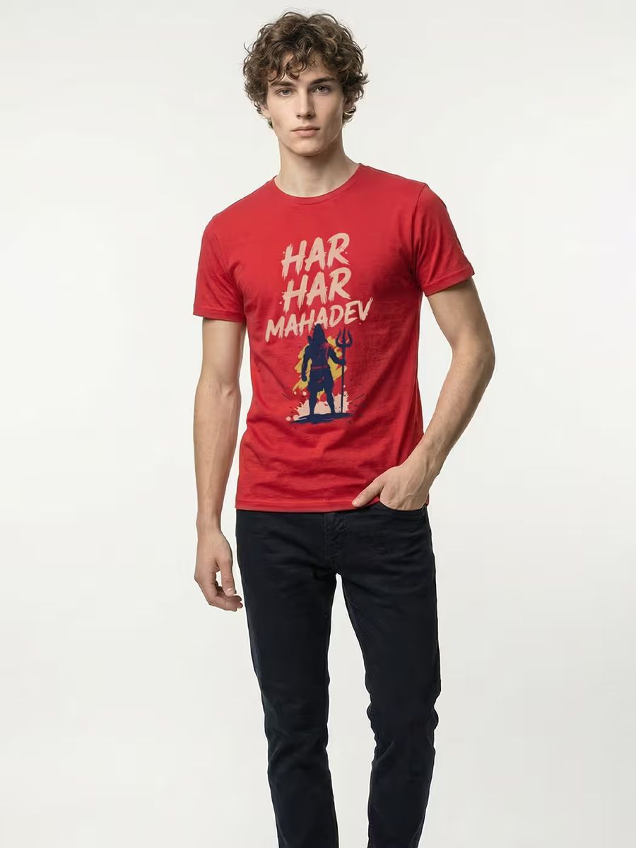 Har Har Mahadev Printed T-Shirt For Men - Half Sleeve - alternate view 5