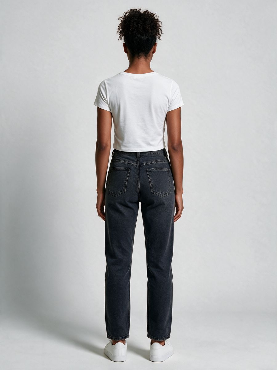 Women's Plain White Half Sleeve Crop Top - alternate view 2