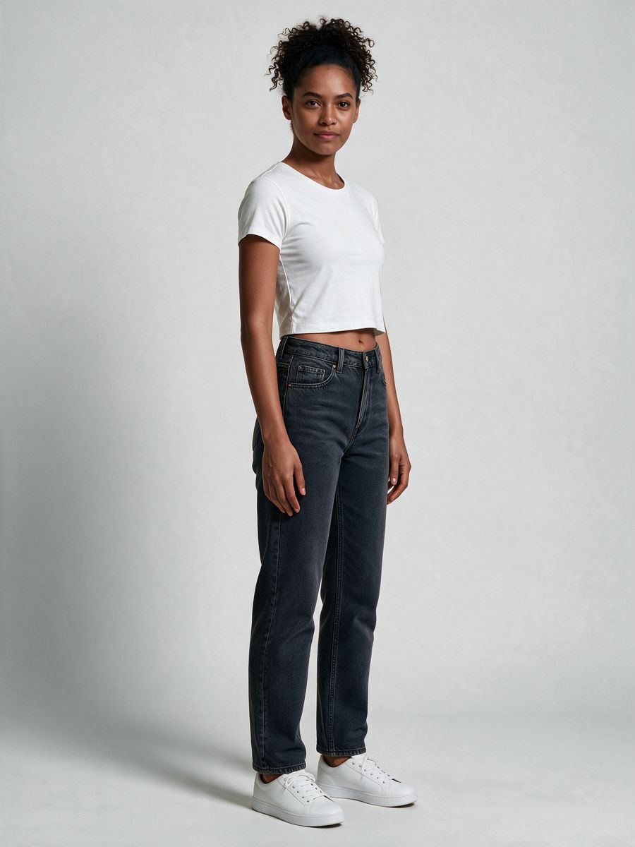 Women's Plain White Half Sleeve Crop Top - alternate view 4