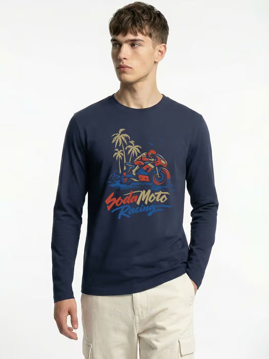 Soda Moto Racing Bike T-Shirt For Men - Full Sleeve