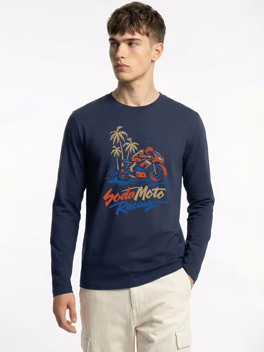 Soda Moto Racing Bike T-Shirt For Men - Full Sleeve