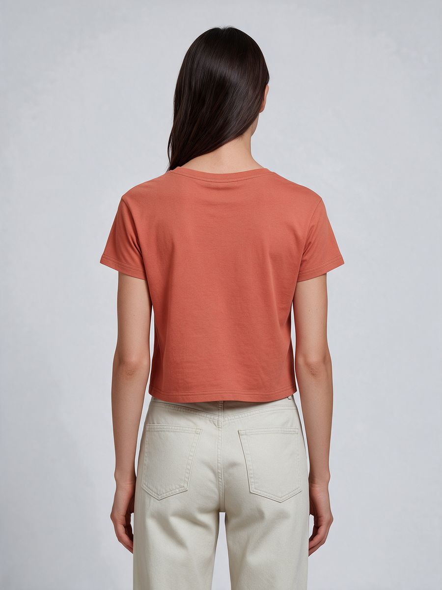 Women's Plain Saffron Half Sleeve Crop Top - alternate view 2