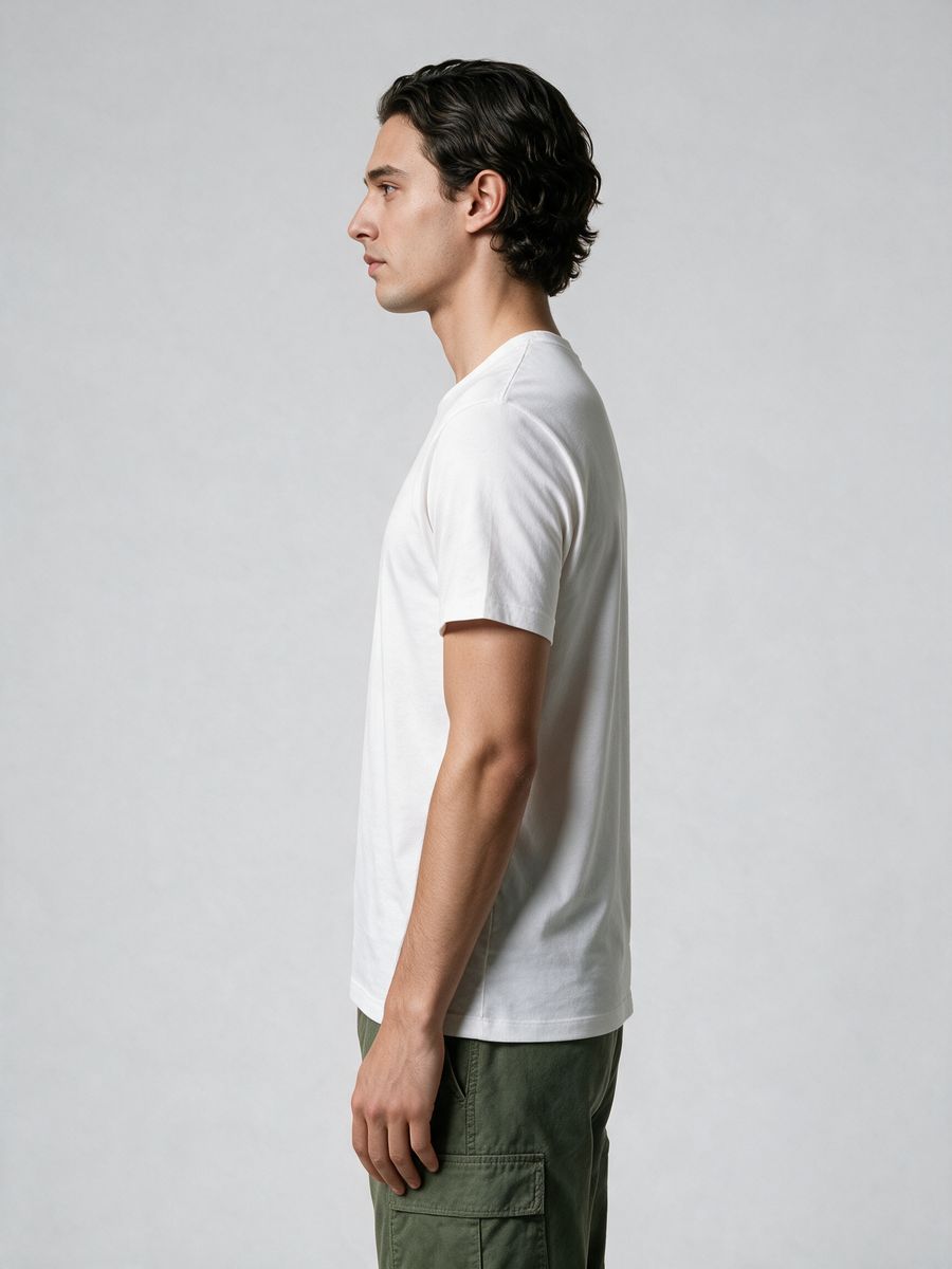 Men's Plain White Half Sleeve Round Neck T-Shirt - alternate view 3