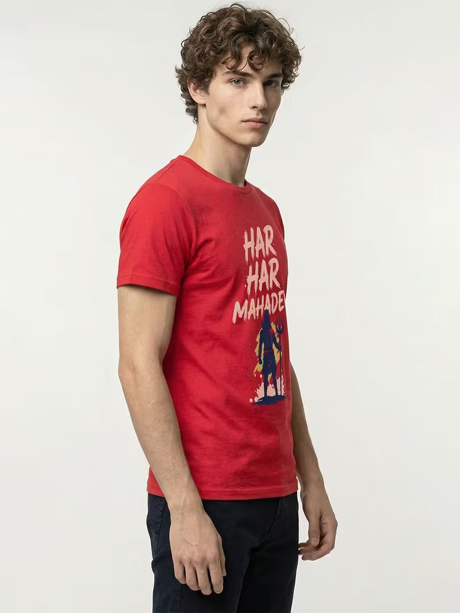 Har Har Mahadev Printed T-Shirt For Men - Half Sleeve - alternate view 4