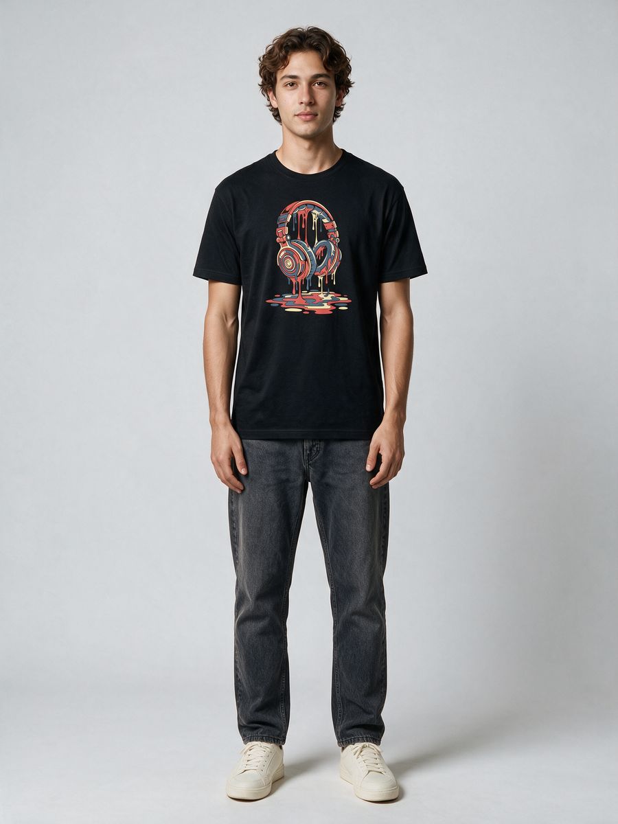 Melting Headphones T-Shirt For Men - Half Sleeve - alternate view 6