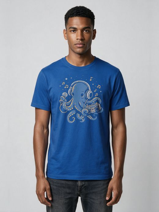 Music Octopus Graphic T-Shirt For Men - Half Sleeve