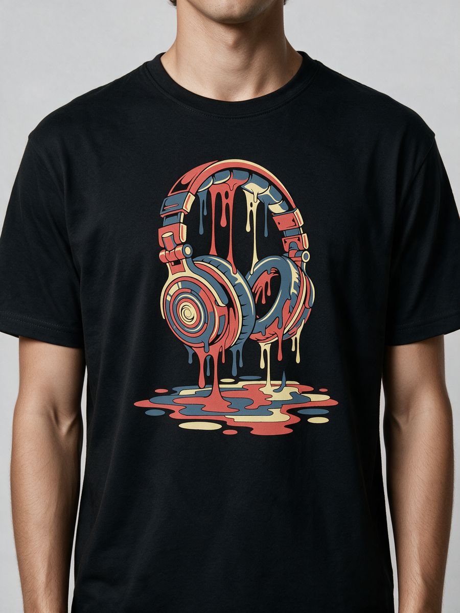 Melting Headphones T-Shirt For Men - Half Sleeve - alternate view 5
