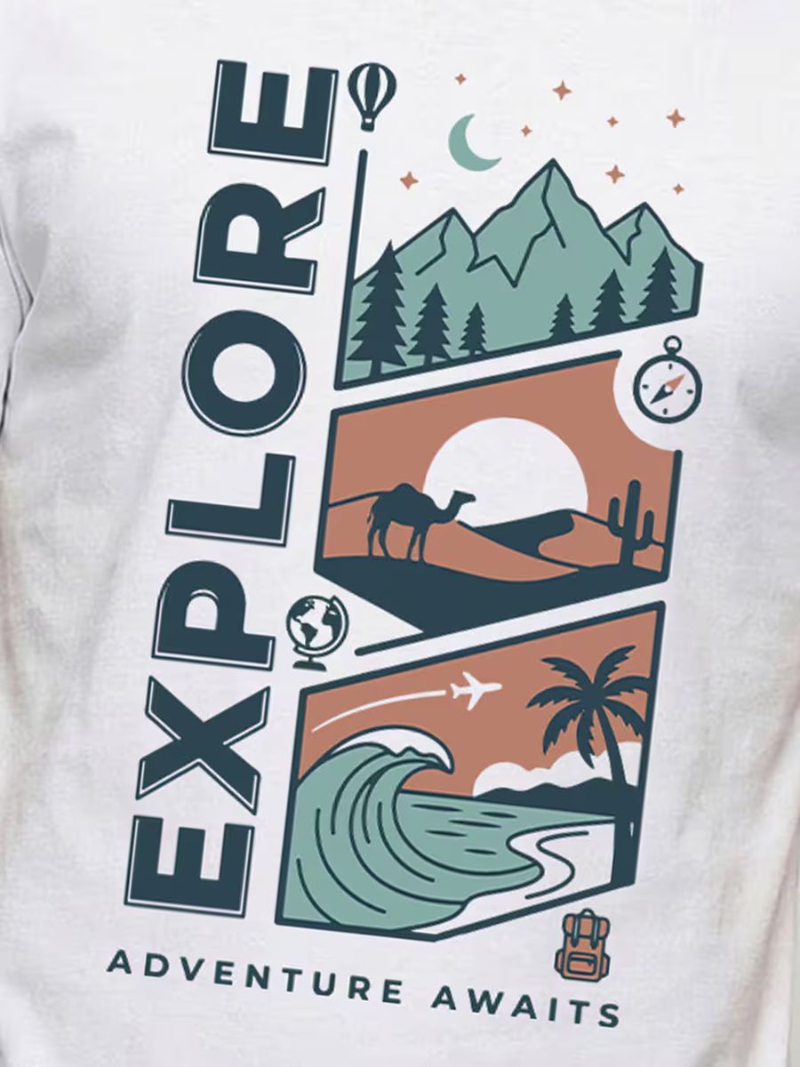 Adventure Awaits Explorer T-Shirt For Men - Half Sleeve - alternate view 2