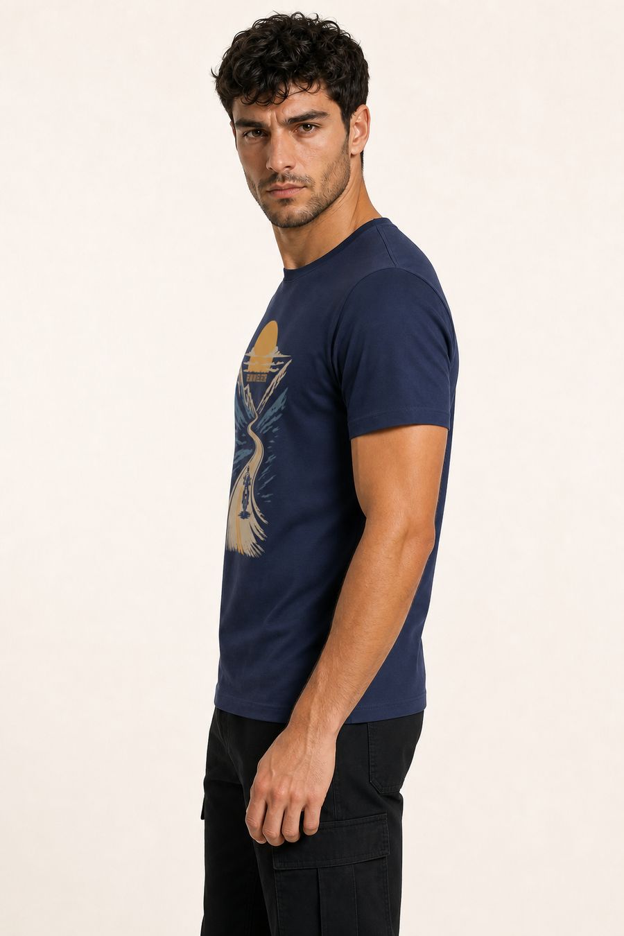 Long Way Biker T-Shirt For Men - Half Sleeve - alternate view 4