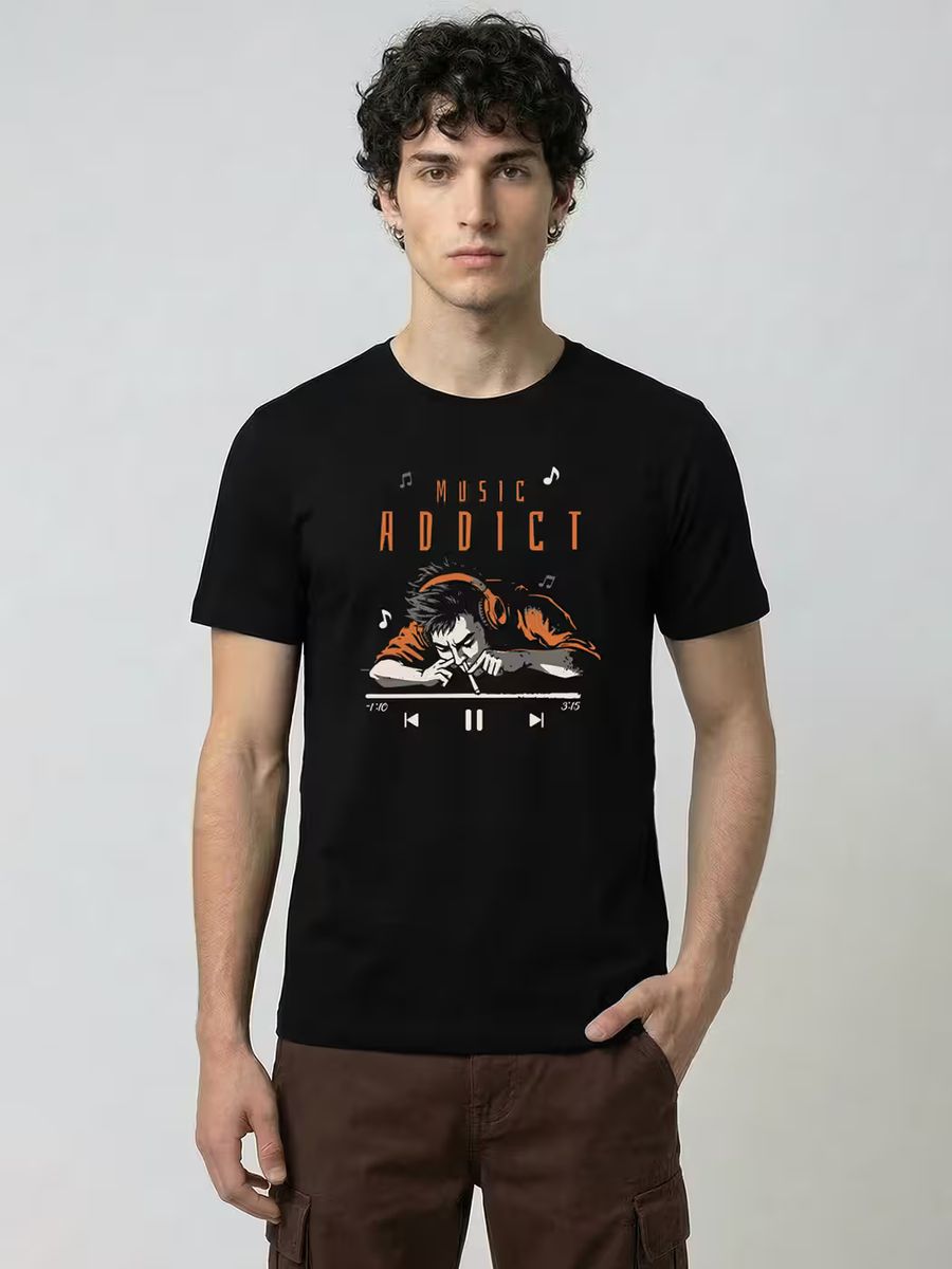 Music Addict T-Shirt For Men - Half Sleeve