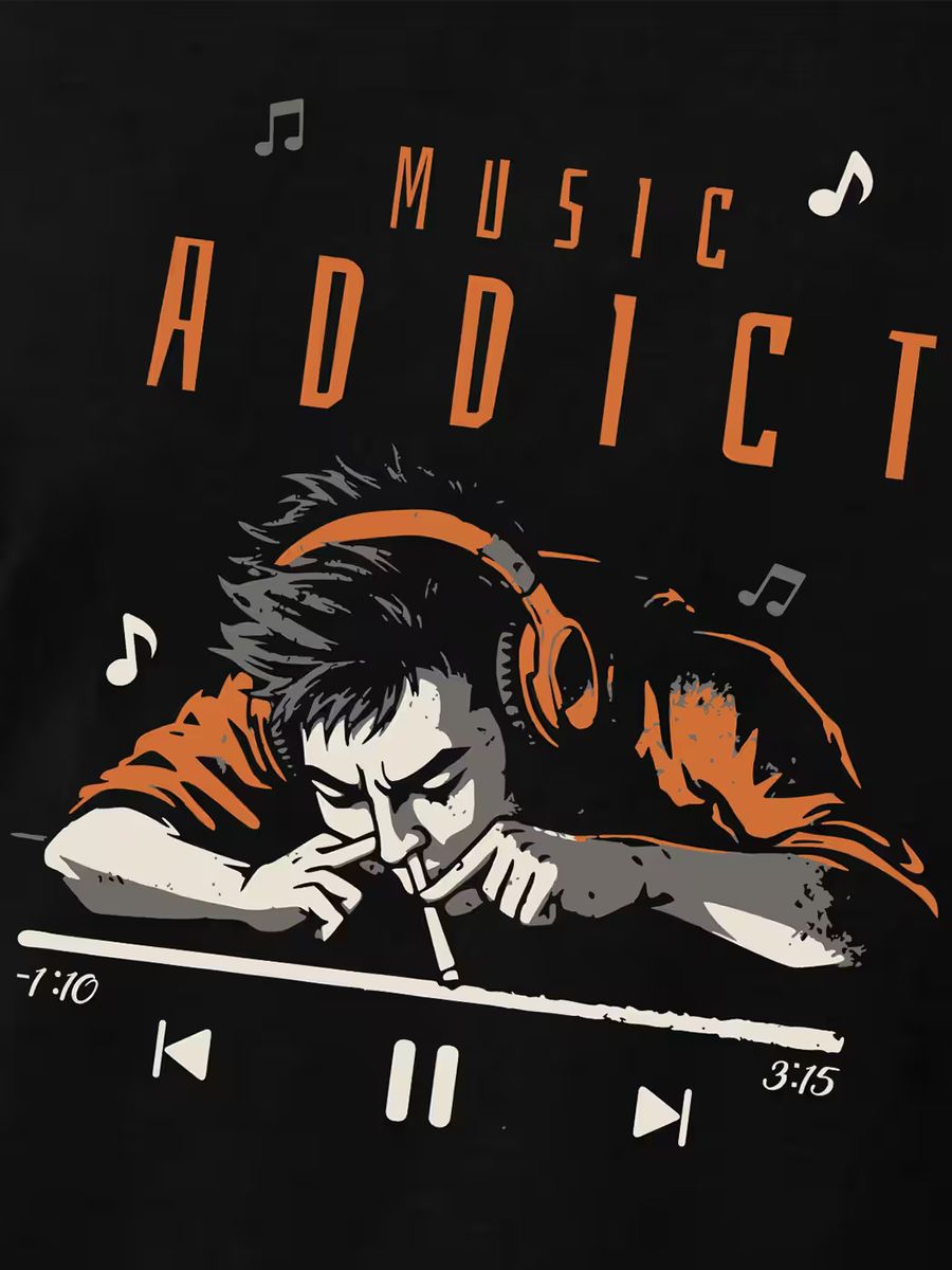 Music Addict T-Shirt For Men - Half Sleeve - alternate view 2
