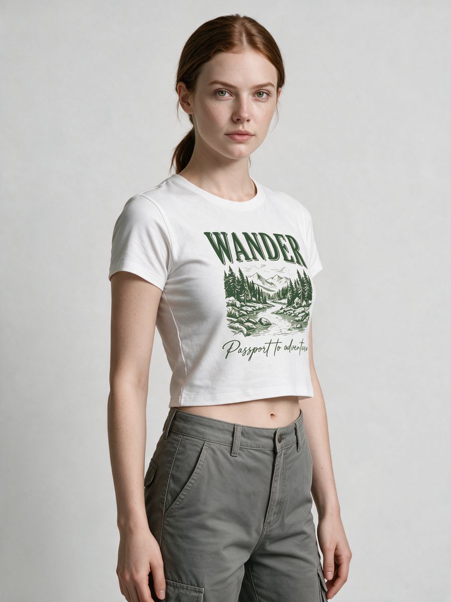 Wander - Passport To Adventure Women Crop Top T-Shirt - alternate view 4