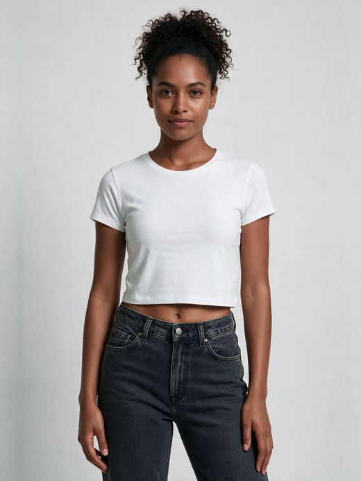 Women's Plain White Half Sleeve Crop Top