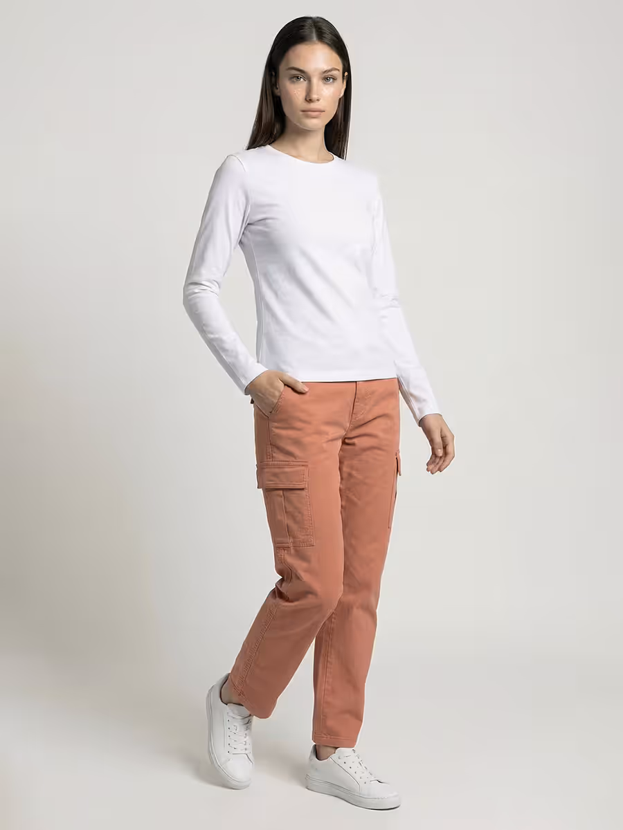 Women's Plain White Full Sleeve Round Neck T-Shirt 4