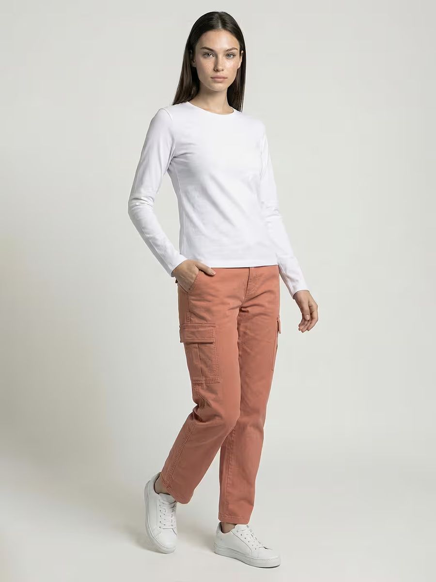 Women's Plain White Full Sleeve Round Neck T-Shirt 4