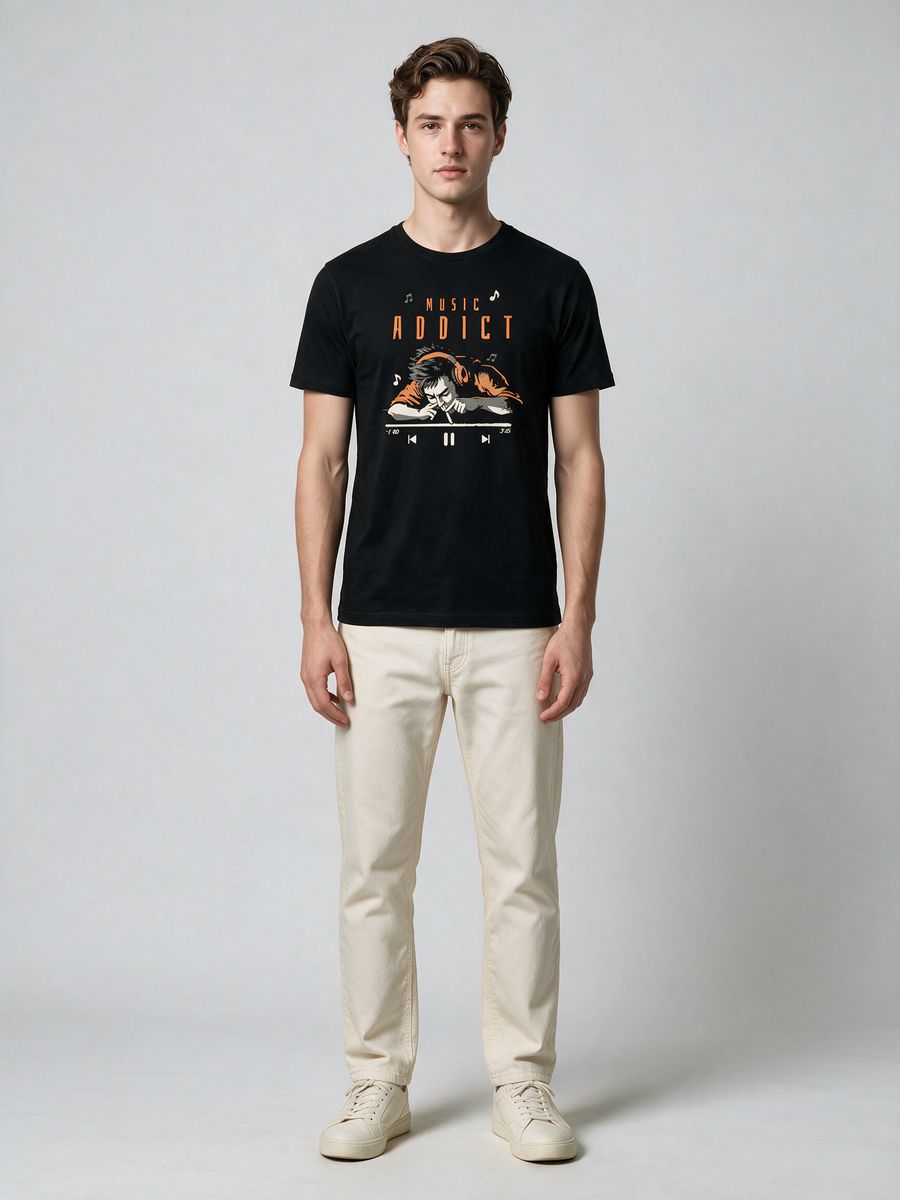 Music Addict T-Shirt For Men - Half Sleeve - alternate view 6