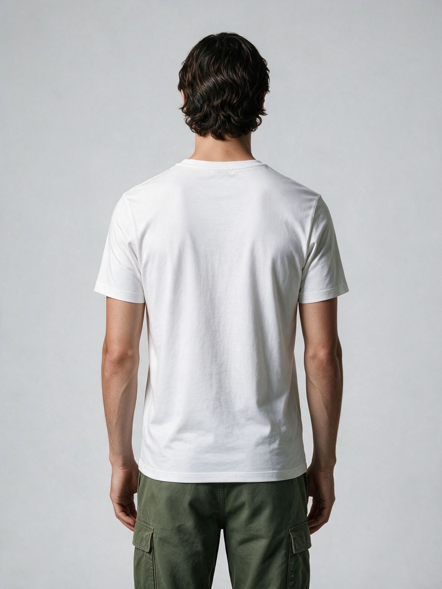 Men's Plain White Half Sleeve Round Neck T-Shirt - alternate view 2