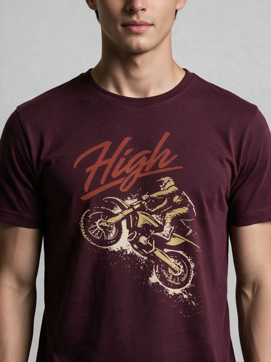 High on Bike T-Shirt For Men - Half Sleeve - alternate view 5