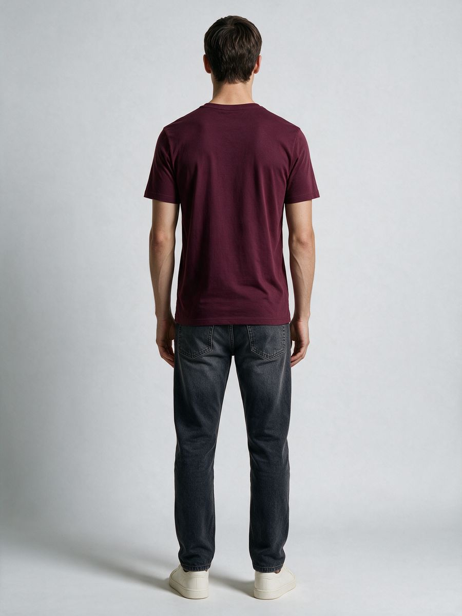 Men's Plain Maroon Half Sleeve Round Neck T-Shirt - alternate view 2
