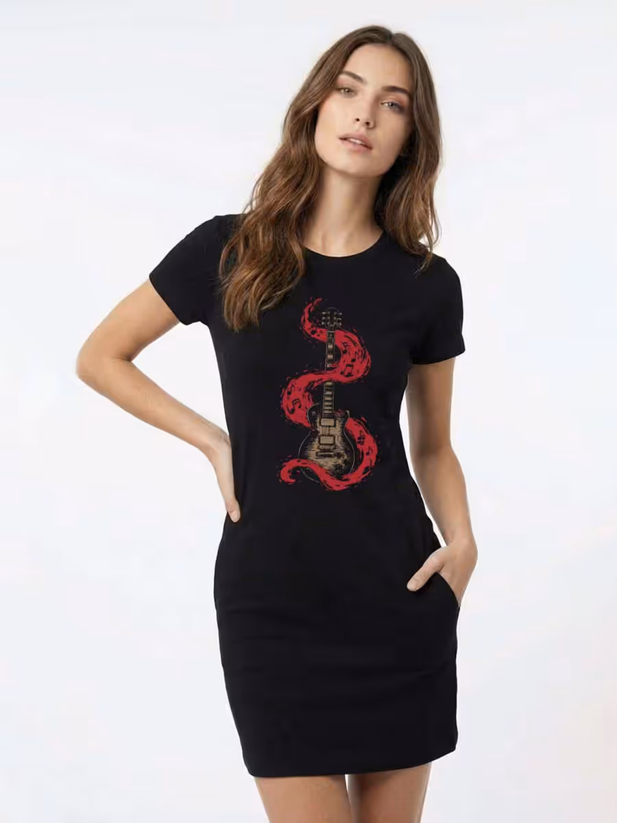 Guitar Graphic Printed Dress For Women