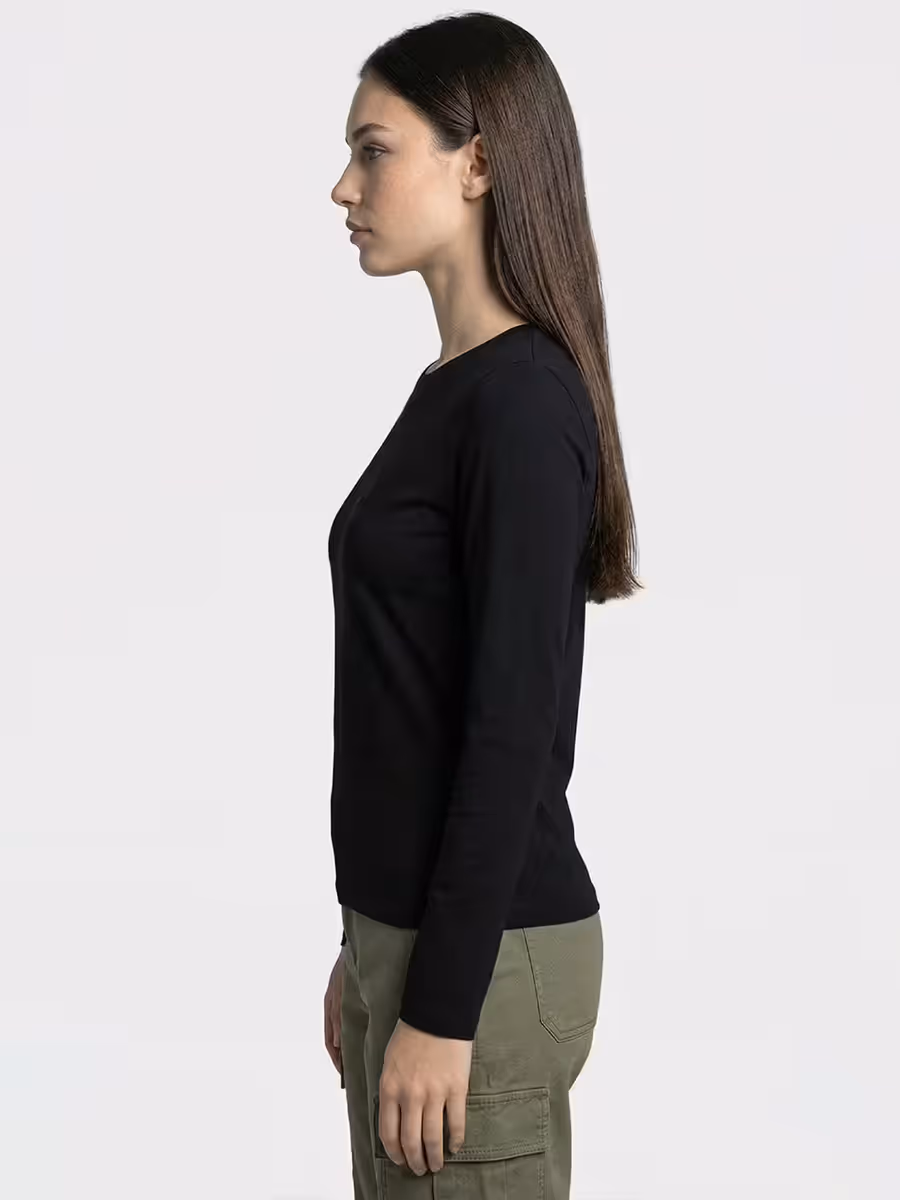 Women's Plain Black Full Sleeve Round Neck T-Shirt 3