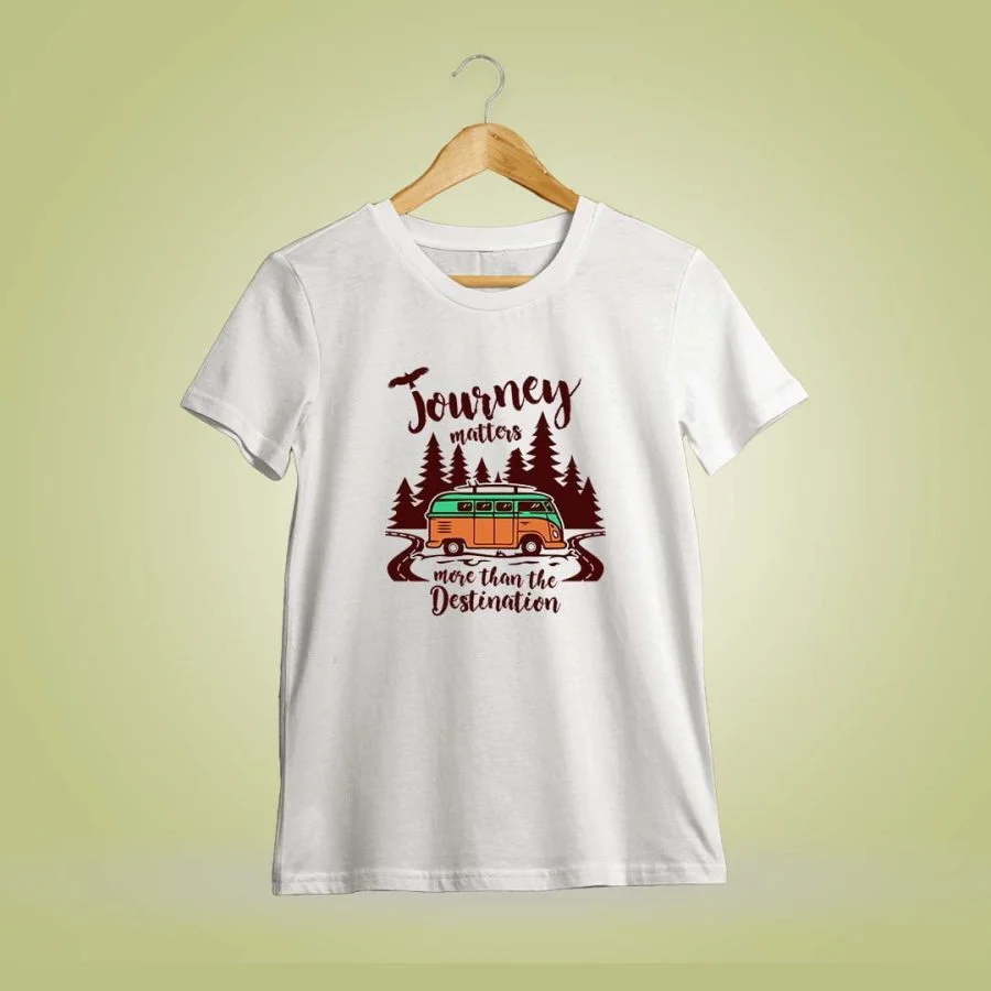 Journey Matters More Men Half Sleeve White Travel T-Shirt