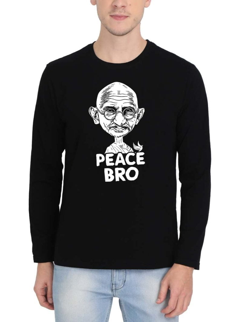 Peace Bro Special  Men Full Sleeve Black Fun T-Shirt