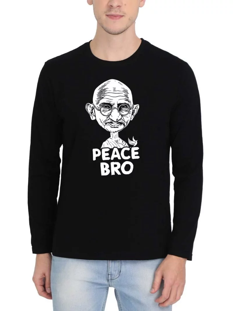 Peace Bro Special  Men Full Sleeve Black Fun T-Shirt