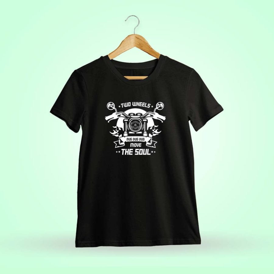Two Wheels Move The Soul Men Half Sleeve Black Bike T-Shirt