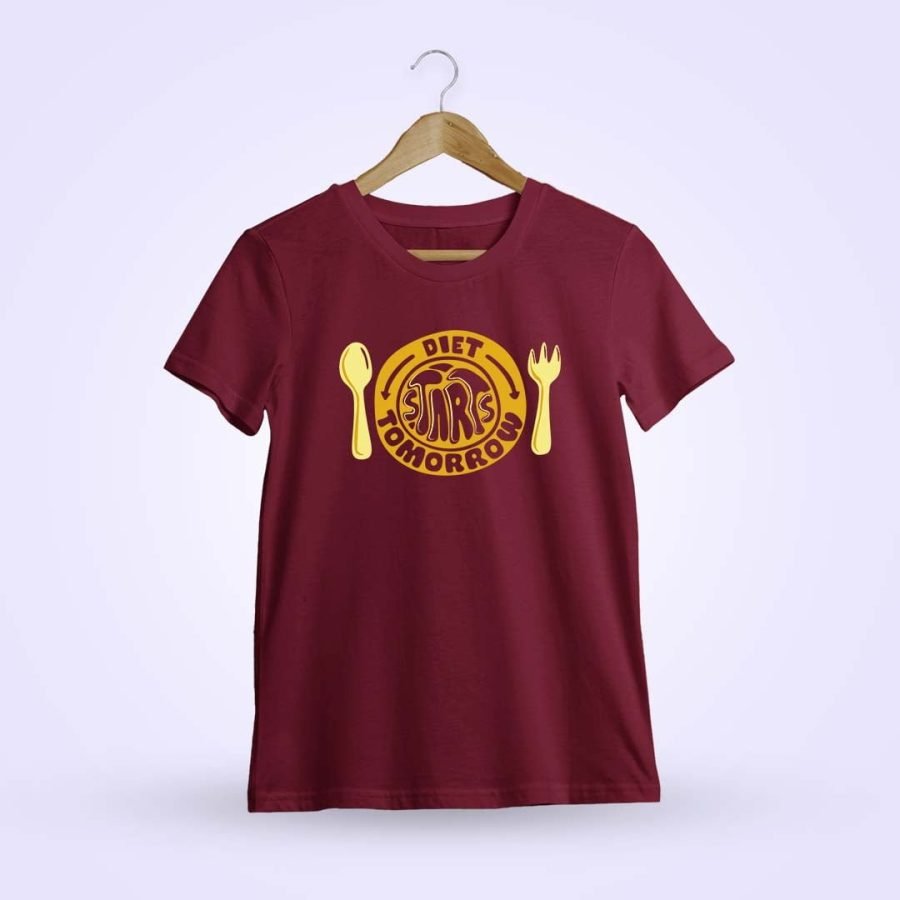 Diet Starts Tomorrow Men Half Sleeve Maroon Foodie T-Shirt