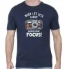 When Life Gets Blurry Camera Men Half Sleeve Navy Blue Photography T-Shirt - Image 2