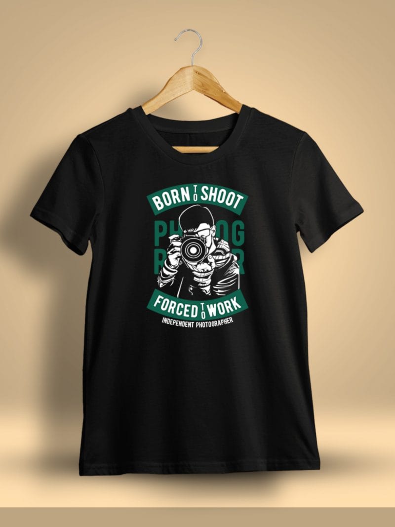 Born To Shoot Forced To Work Photography T-Shirt For Men - Half Sleeve