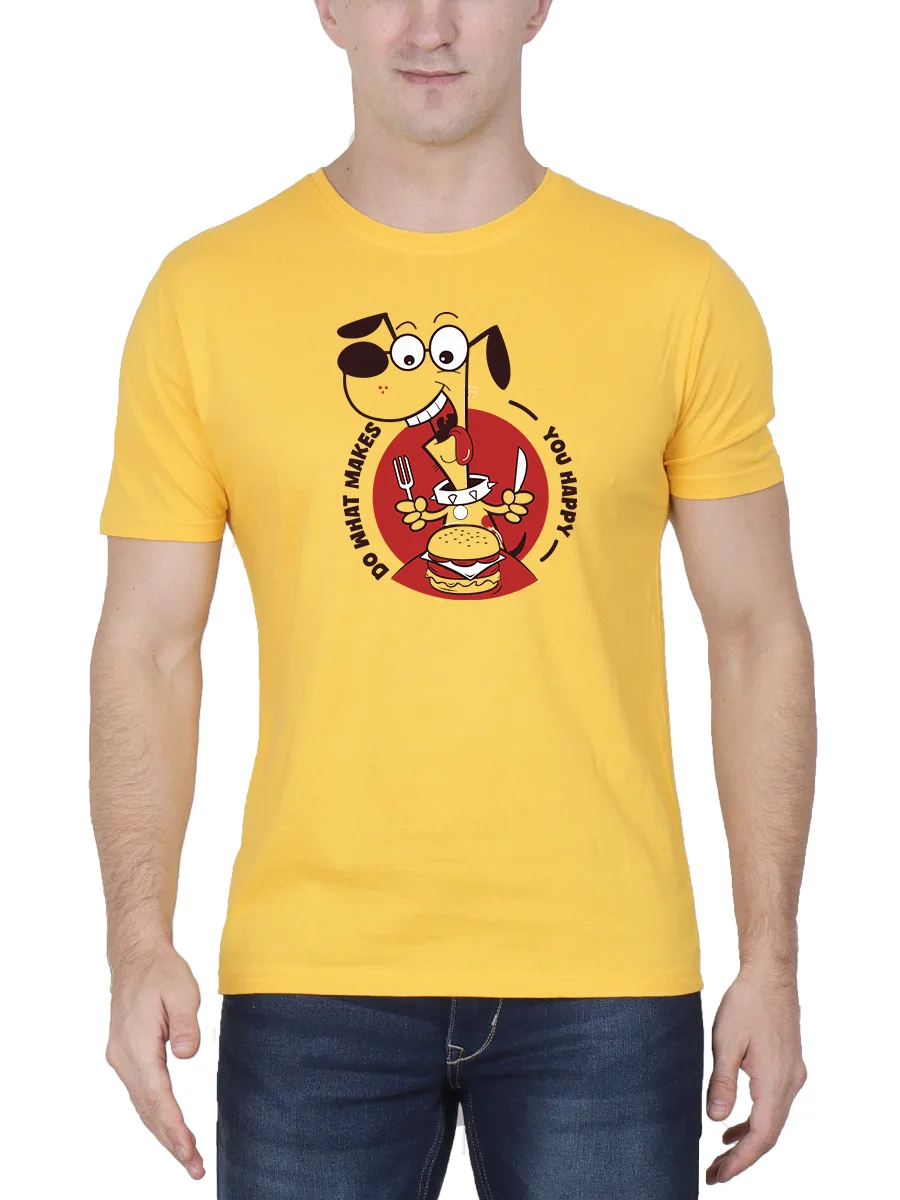 Do What Makes You Happy Printed T-Shirt For Men - Half Sleeve - Image 2