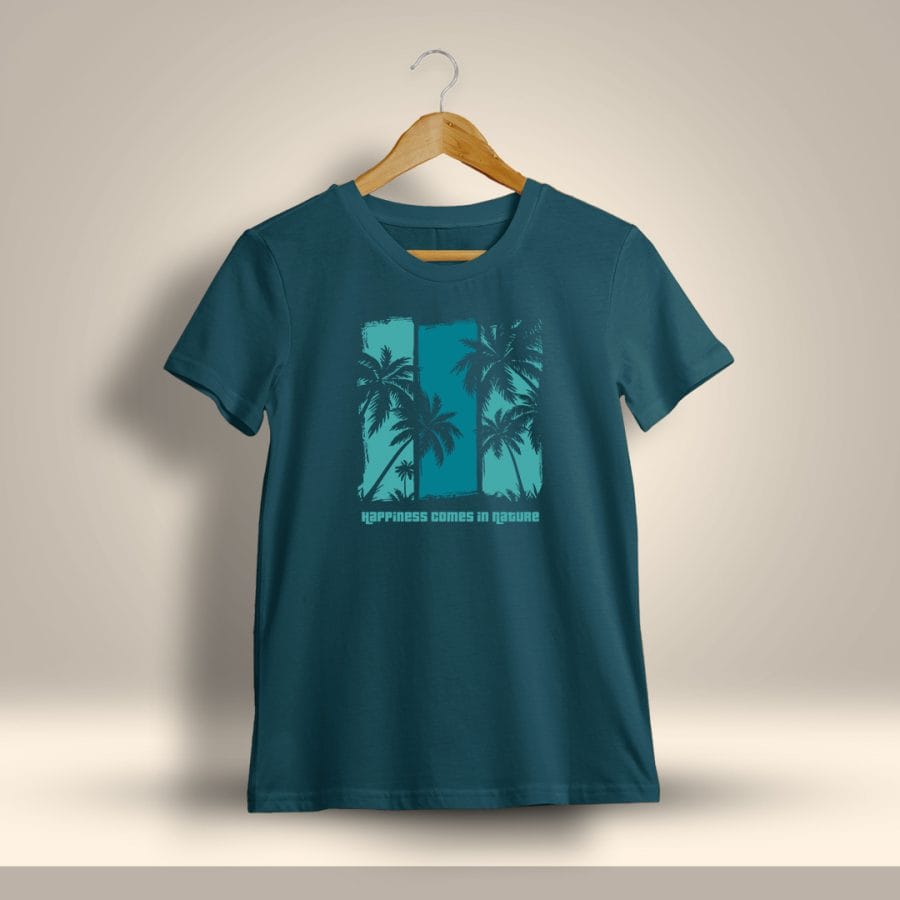 Happiness Comes In Nature Printed T-Shirt For Men - Half Sleeve