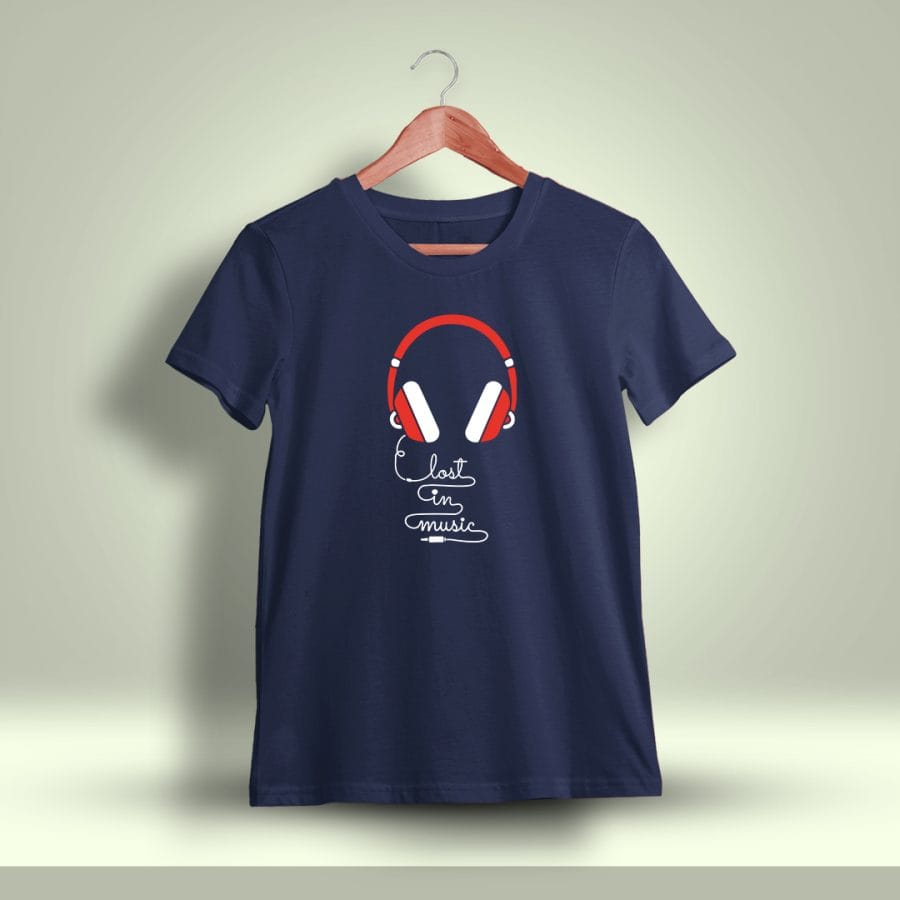 Lost In Music Printed T-Shirt For Men - Half Sleeve