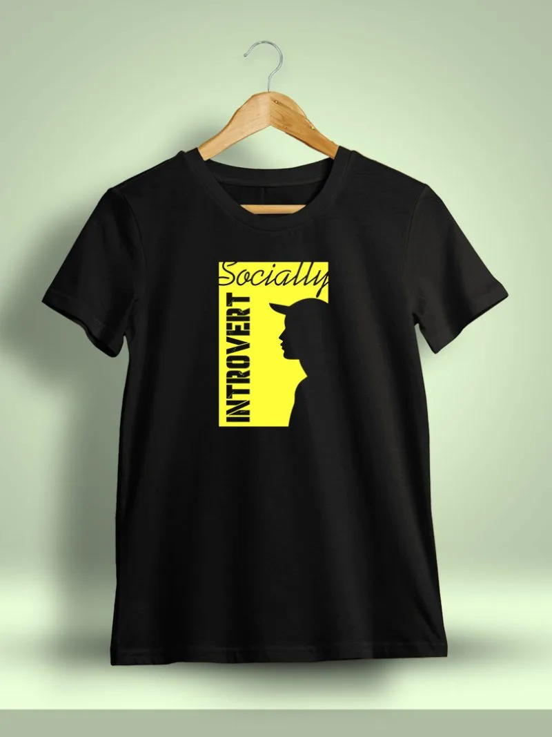 Socially Introvert Graphic Printed T-Shirt For Men - Half Sleeve