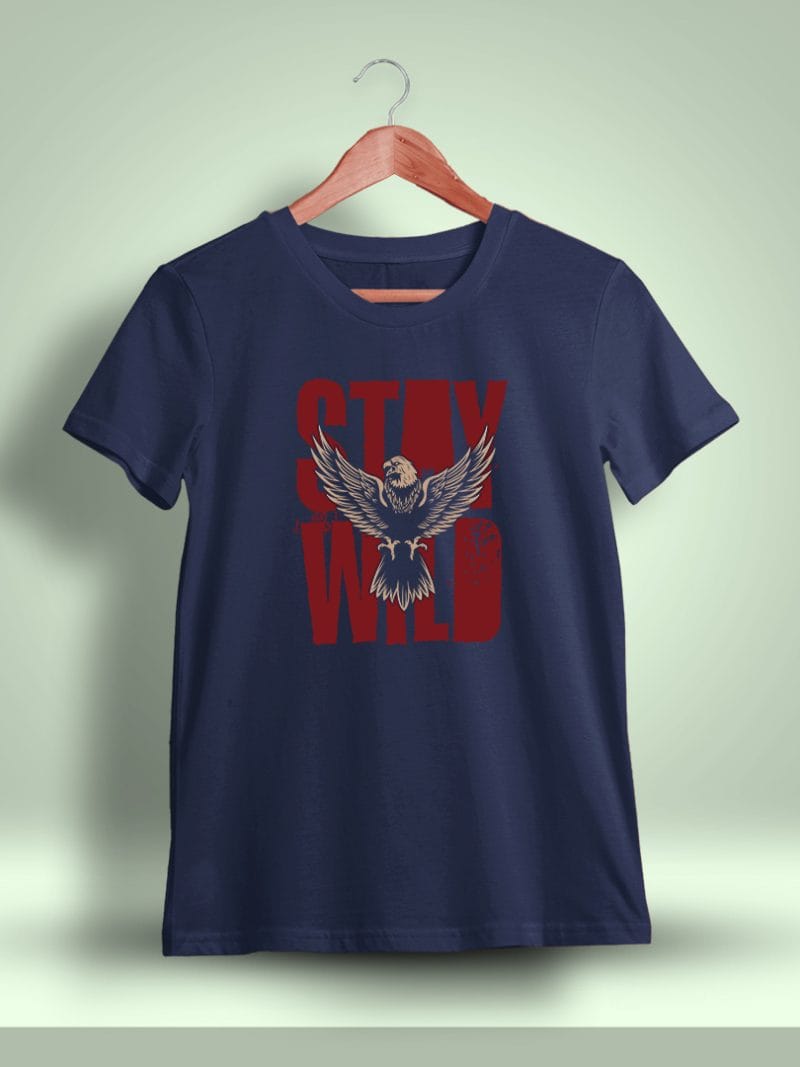 Stay Wild Graphic Printed T-Shirt For Men - Half Sleeve