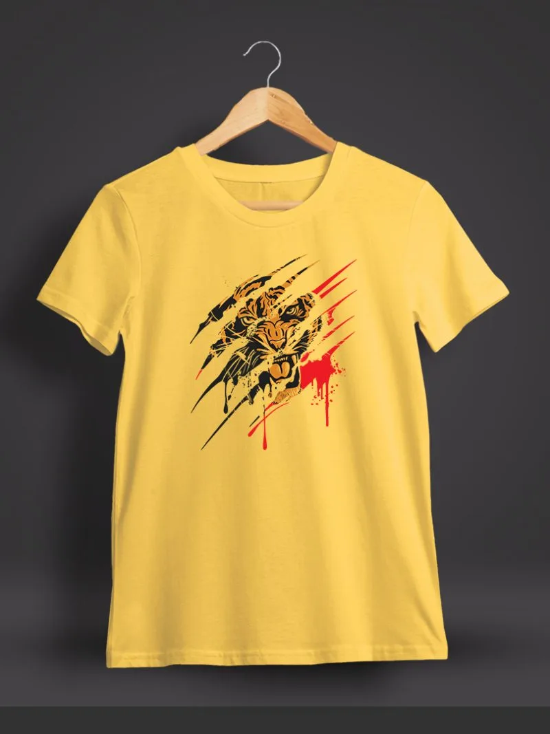 Tiger Graphic Printed T-Shirt For Men - Half Sleeve