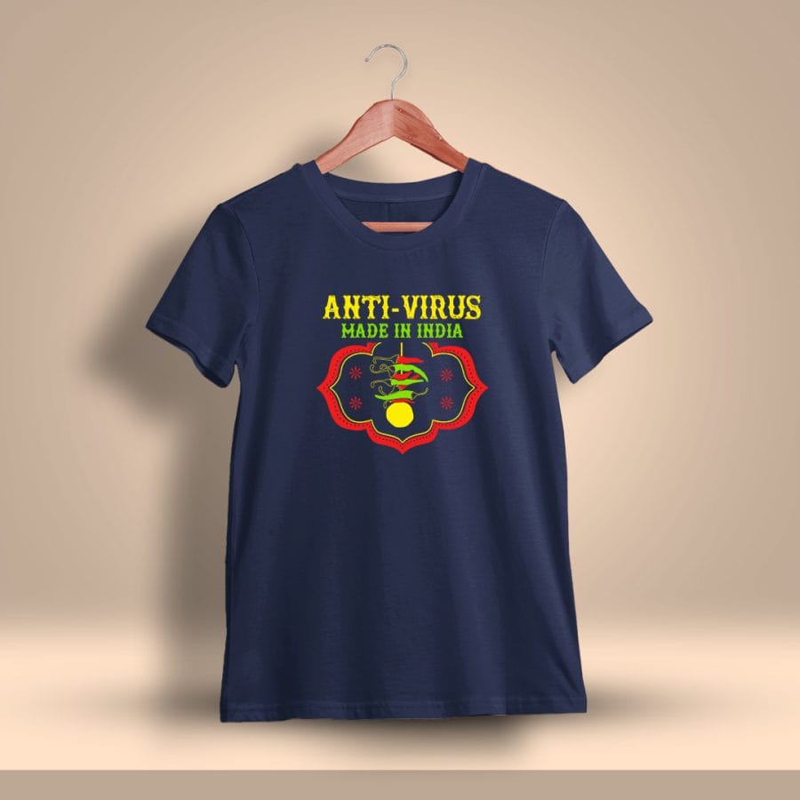 Anti-Virus Made In India Fun Printed T-Shirt For Men - Half Sleeve