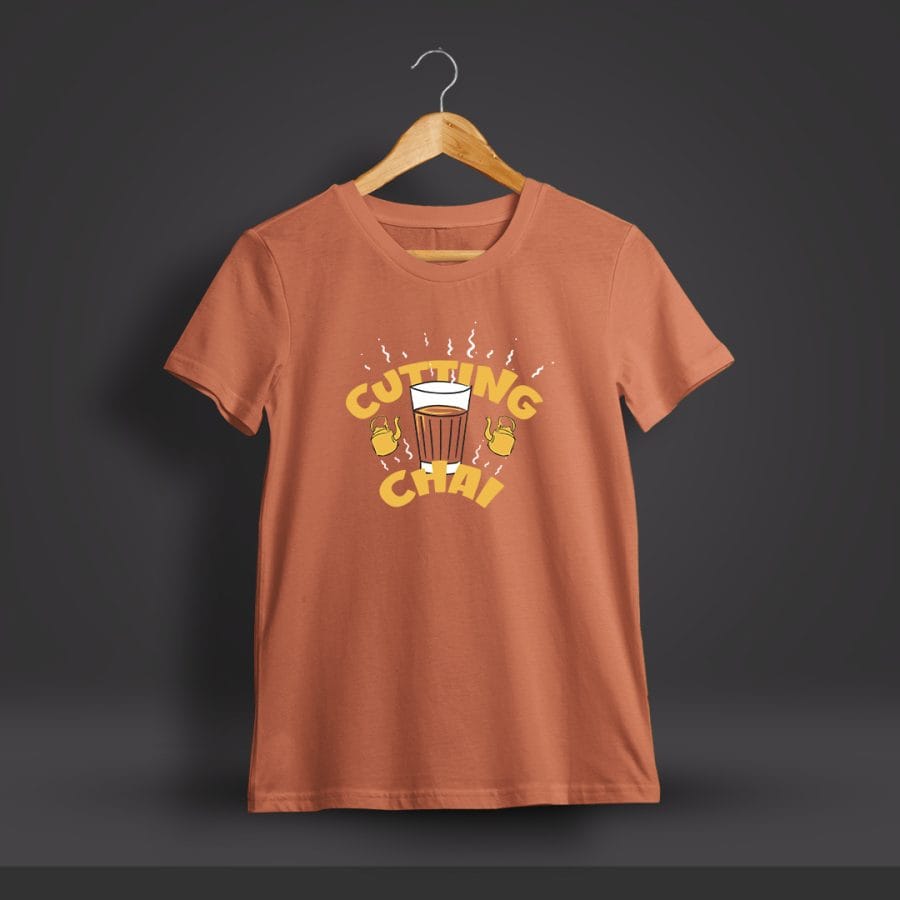 Cutting Chai Printed T-Shirt For Men - Half Sleeve